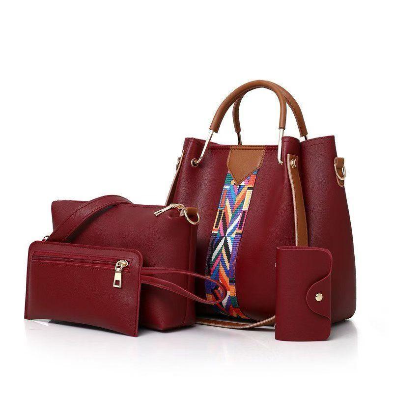 Synthetic leather bag 4 piece set